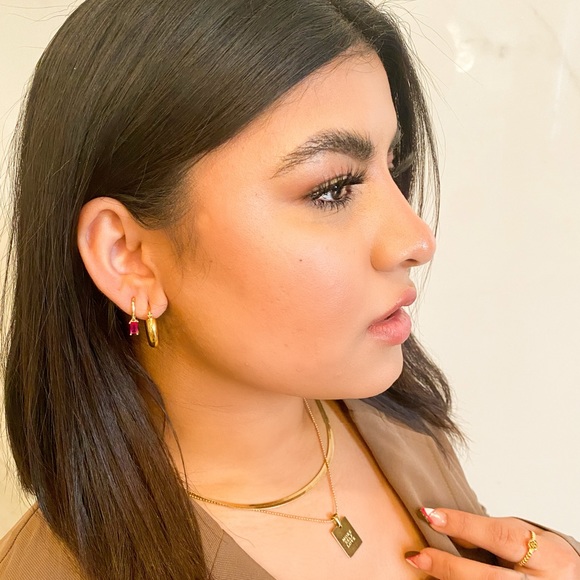 18K Gold Plated Chunky Mini Hoops - Picture 4 of 6